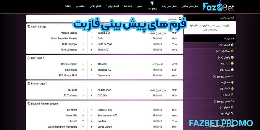 فرم های پیش بینی فاز بت
